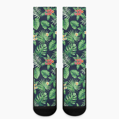 Hawaiian Tropical Leaves Pattern Print Crew Socks