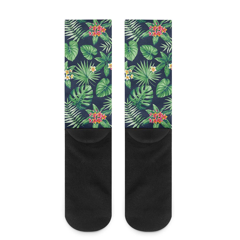 Hawaiian Tropical Leaves Pattern Print Crew Socks