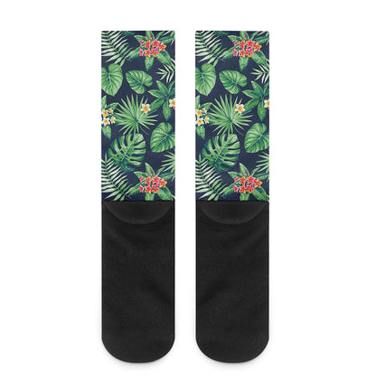 Hawaiian Tropical Leaves Pattern Print Crew Socks