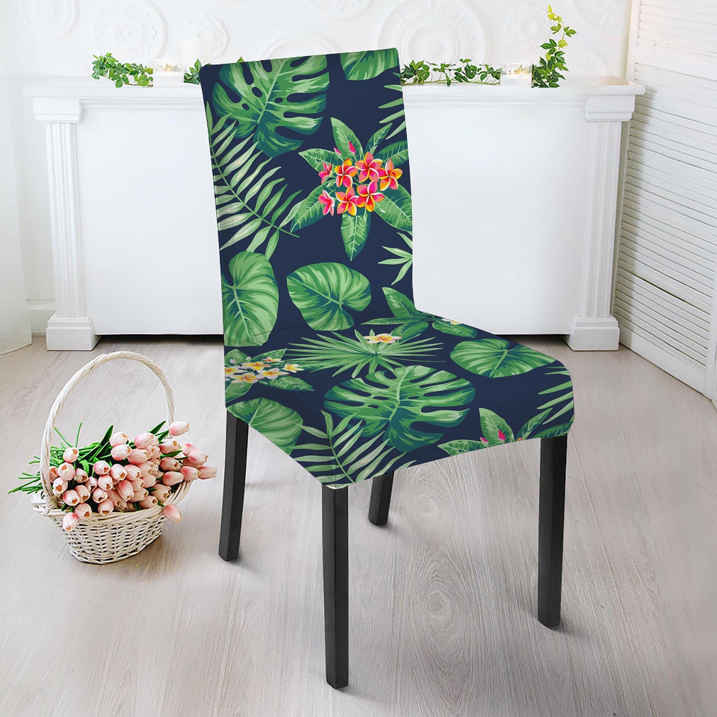 Hawaiian Tropical Leaves Pattern Print Dining Chair Slipcover