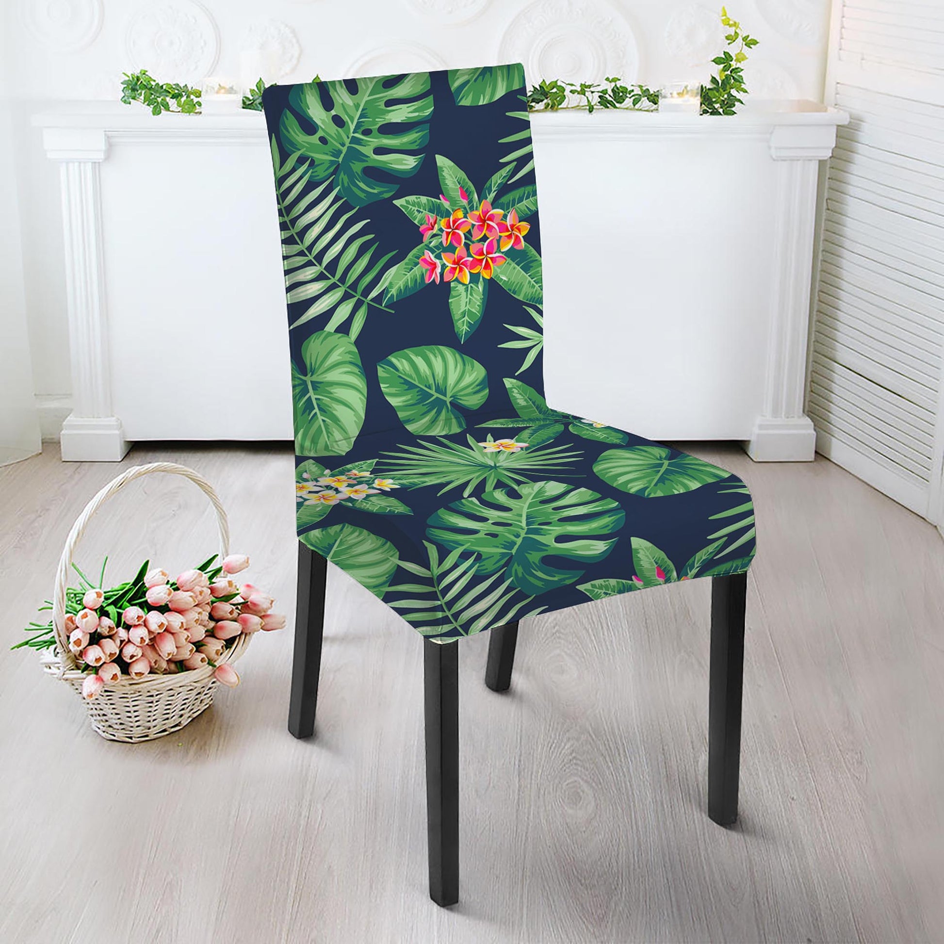 Hawaiian Tropical Leaves Pattern Print Dining Chair Slipcover