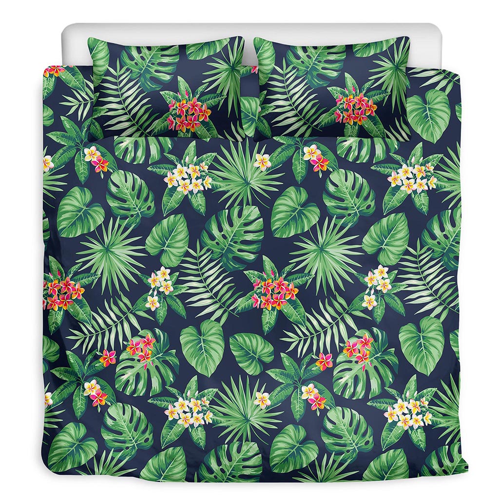 Hawaiian Tropical Leaves Pattern Print Duvet Cover Bedding Set