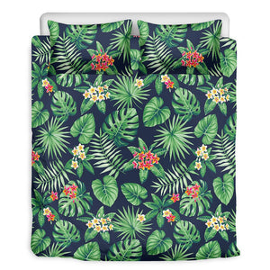 Hawaiian Tropical Leaves Pattern Print Duvet Cover Bedding Set