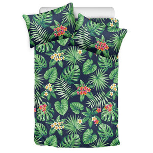 Hawaiian Tropical Leaves Pattern Print Duvet Cover Bedding Set