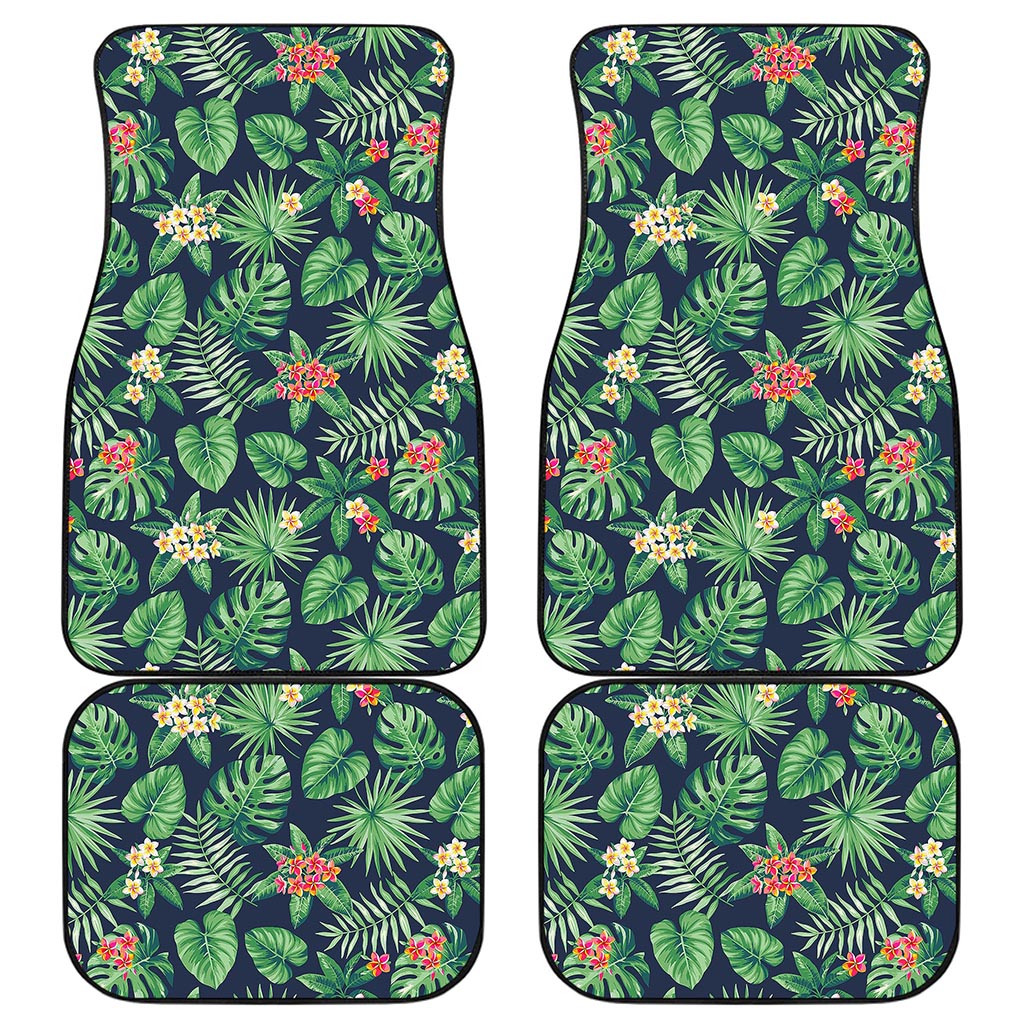 Hawaiian Tropical Leaves Pattern Print Front and Back Car Floor Mats