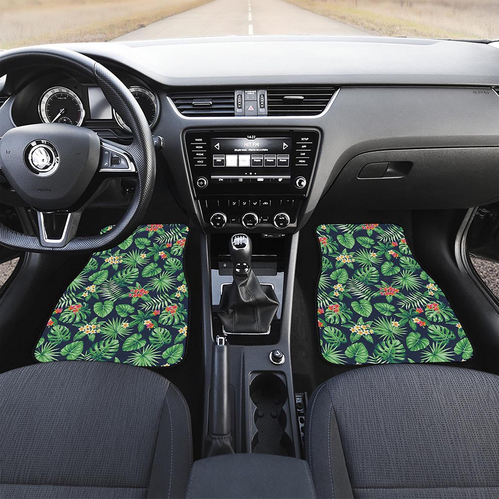 Hawaiian Tropical Leaves Pattern Print Front and Back Car Floor Mats