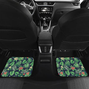 Hawaiian Tropical Leaves Pattern Print Front and Back Car Floor Mats