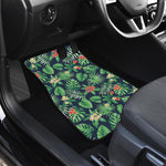 Hawaiian Tropical Leaves Pattern Print Front and Back Car Floor Mats