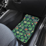 Hawaiian Tropical Leaves Pattern Print Front and Back Car Floor Mats