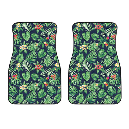Hawaiian Tropical Leaves Pattern Print Front Car Floor Mats