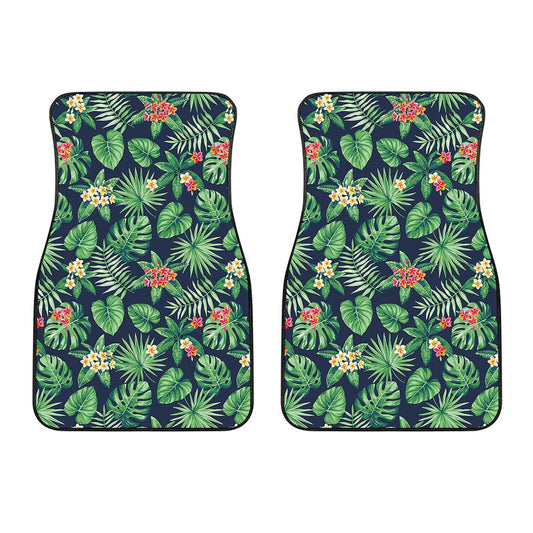 Hawaiian Tropical Leaves Pattern Print Front Car Floor Mats