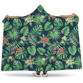 Hawaiian Tropical Leaves Pattern Print Hooded Blanket