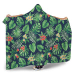 Hawaiian Tropical Leaves Pattern Print Hooded Blanket