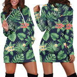 Hawaiian Tropical Leaves Pattern Print Hoodie Dress GearFrost