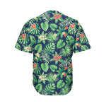 Hawaiian Tropical Leaves Pattern Print Men's Baseball Jersey