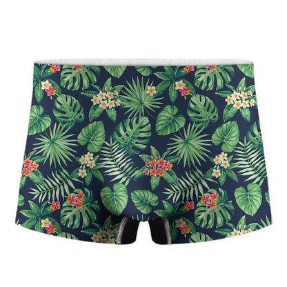 Hawaiian Tropical Leaves Pattern Print Men's Boxer Briefs