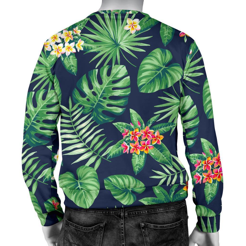 Hawaiian Tropical Leaves Pattern Print Men's Crewneck Sweatshirt GearFrost