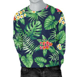 Hawaiian Tropical Leaves Pattern Print Men's Crewneck Sweatshirt GearFrost