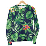 Hawaiian Tropical Leaves Pattern Print Men's Crewneck Sweatshirt GearFrost