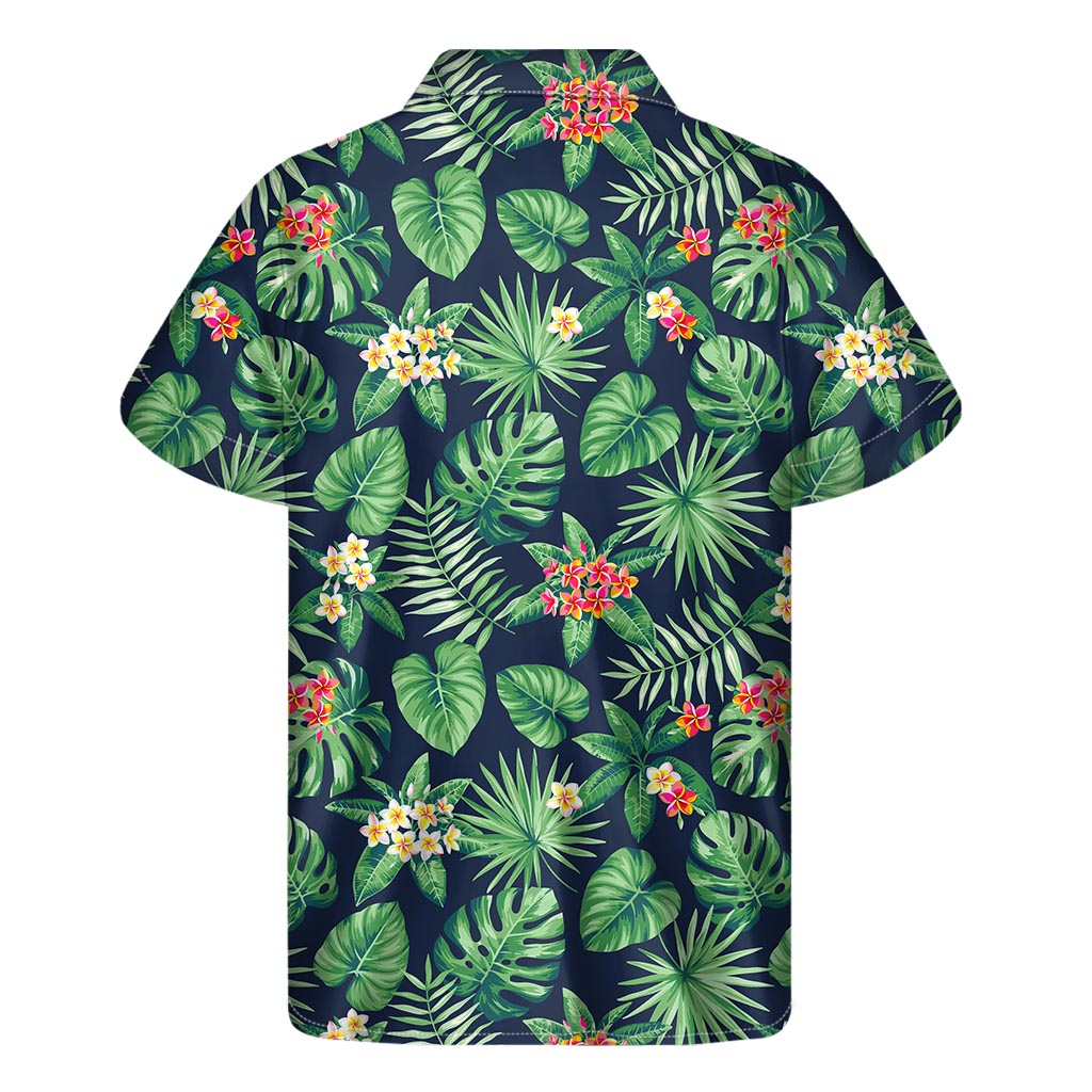Hawaiian Tropical Leaves Pattern Print Men's Short Sleeve Shirt