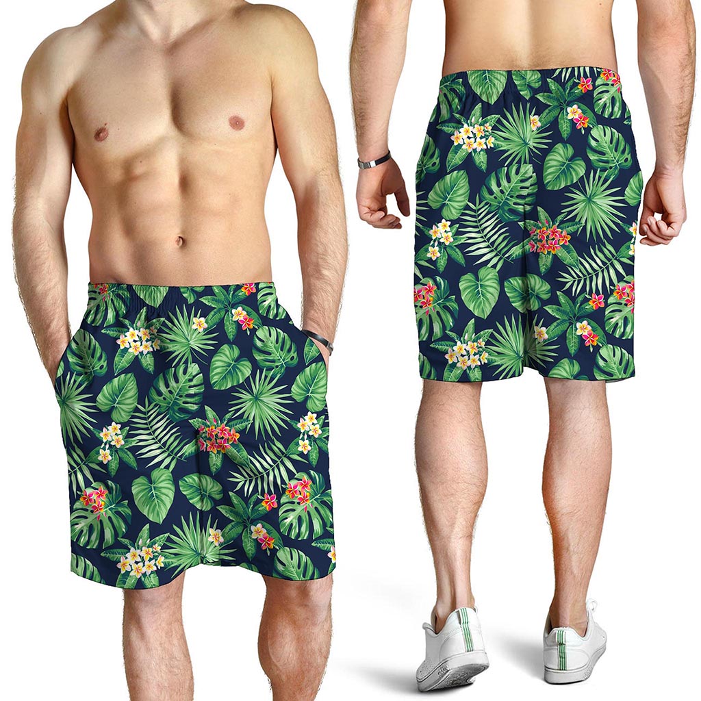 Hawaiian Tropical Leaves Pattern Print Men's Shorts