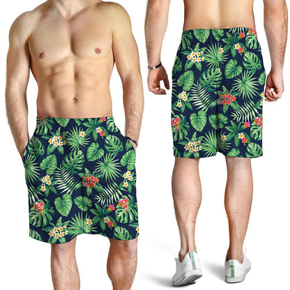 Hawaiian Tropical Leaves Pattern Print Men's Shorts