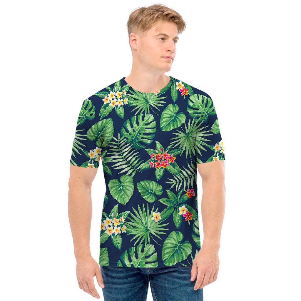 Hawaiian Tropical Leaves Pattern Print Men's T-Shirt