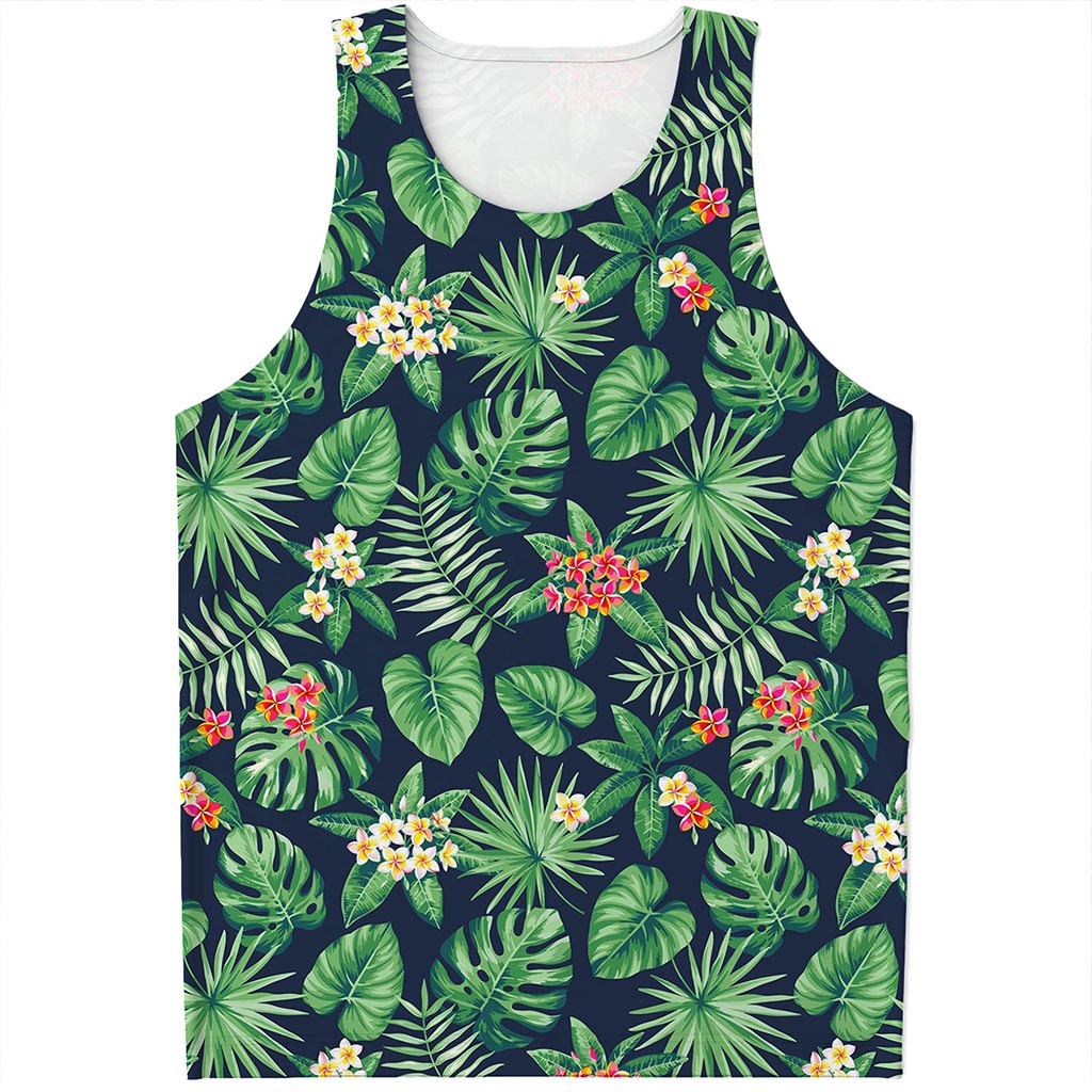 Hawaiian Tropical Leaves Pattern Print Men's Tank Top