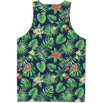 Hawaiian Tropical Leaves Pattern Print Men's Tank Top