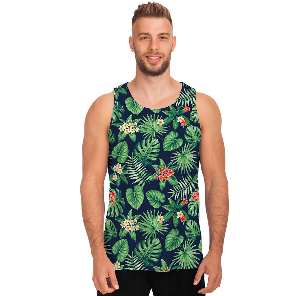 Hawaiian Tropical Leaves Pattern Print Men's Tank Top