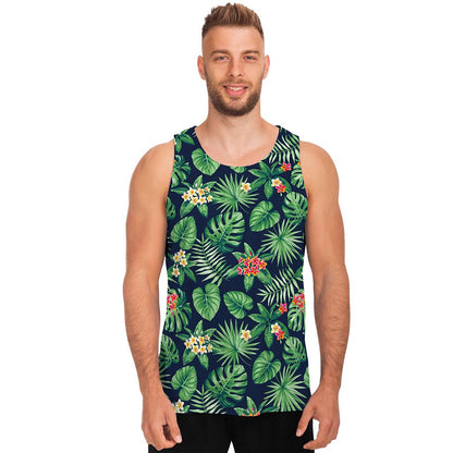 Hawaiian Tropical Leaves Pattern Print Men's Tank Top