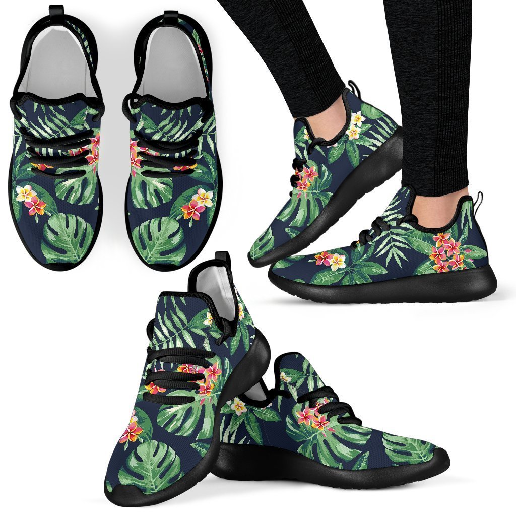 Hawaiian Tropical Leaves Pattern Print Mesh Knit Shoes GearFrost