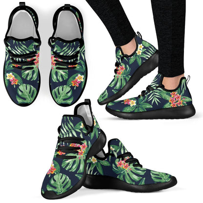 Hawaiian Tropical Leaves Pattern Print Mesh Knit Shoes GearFrost