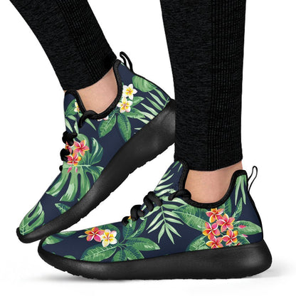 Hawaiian Tropical Leaves Pattern Print Mesh Knit Shoes GearFrost