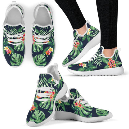 Hawaiian Tropical Leaves Pattern Print Mesh Knit Shoes GearFrost