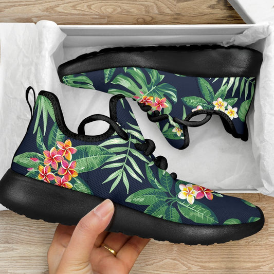 Hawaiian Tropical Leaves Pattern Print Mesh Knit Shoes GearFrost