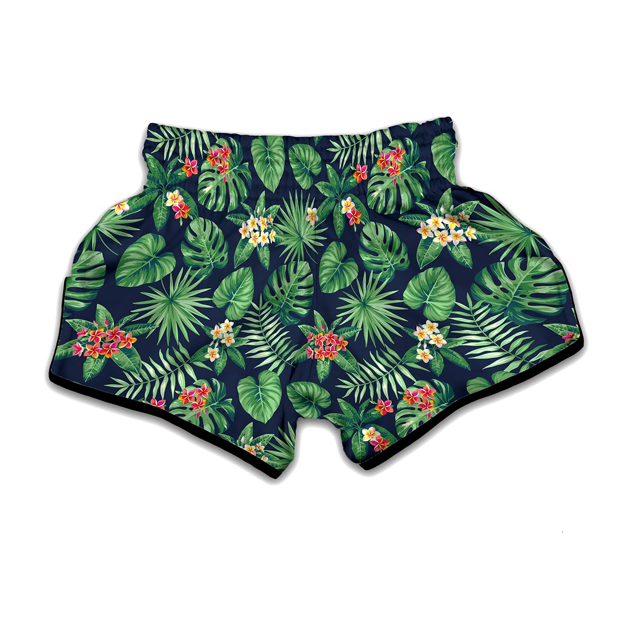 Hawaiian Tropical Leaves Pattern Print Muay Thai Boxing Shorts