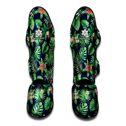 Hawaiian Tropical Leaves Pattern Print Muay Thai Shin Guard