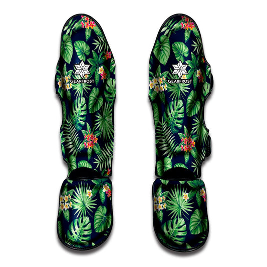 Hawaiian Tropical Leaves Pattern Print Muay Thai Shin Guard