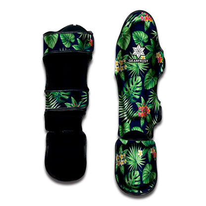 Hawaiian Tropical Leaves Pattern Print Muay Thai Shin Guard