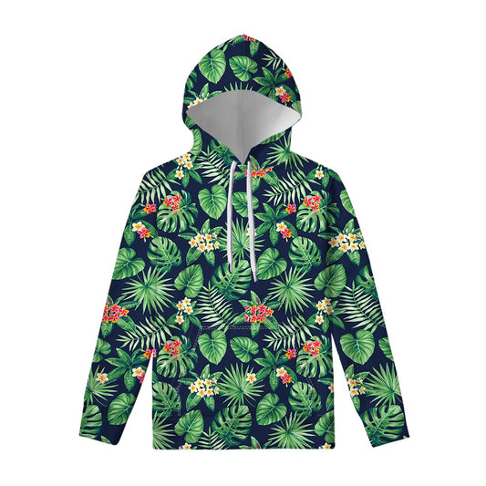 Hawaiian Tropical Leaves Pattern Print Pullover Hoodie