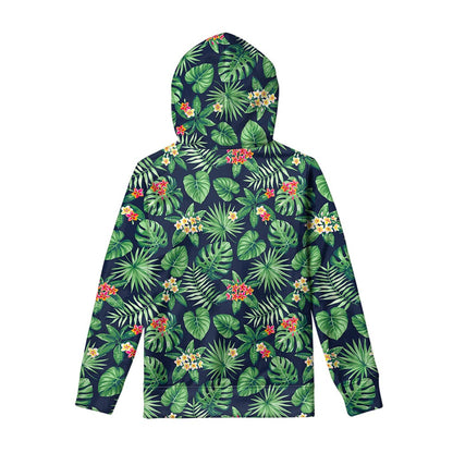 Hawaiian Tropical Leaves Pattern Print Pullover Hoodie