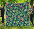 Hawaiian Tropical Leaves Pattern Print Quilt