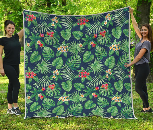 Hawaiian Tropical Leaves Pattern Print Quilt