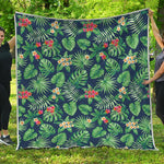 Hawaiian Tropical Leaves Pattern Print Quilt