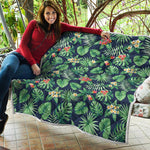 Hawaiian Tropical Leaves Pattern Print Quilt