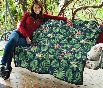 Hawaiian Tropical Leaves Pattern Print Quilt