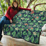 Hawaiian Tropical Leaves Pattern Print Quilt