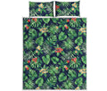 Hawaiian Tropical Leaves Pattern Print Quilt Bed Set