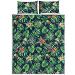 Hawaiian Tropical Leaves Pattern Print Quilt Bed Set
